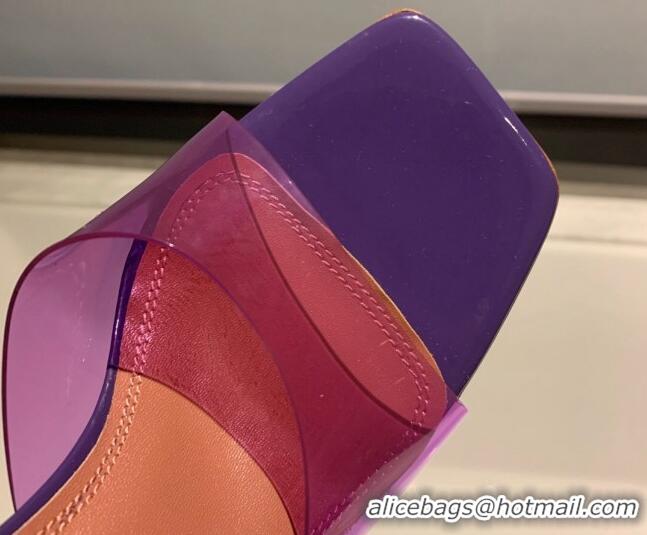 Luxury Amina Muaddi TPU Wedge Slide Sandals 10cm Purple 032876