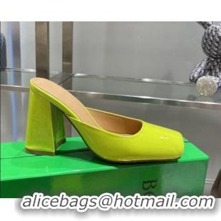 Sophisticated Bottega Veneta Patent Leather High Heel Mules 11cm Kiwi Green 032830