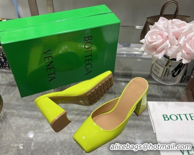 Sophisticated Bottega Veneta Patent Leather High Heel Mules 11cm Kiwi Green 032830