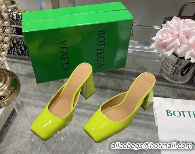 Sophisticated Bottega Veneta Patent Leather High Heel Mules 11cm Kiwi Green 032830