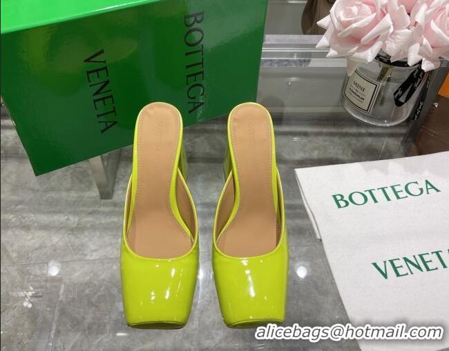 Sophisticated Bottega Veneta Patent Leather High Heel Mules 11cm Kiwi Green 032830