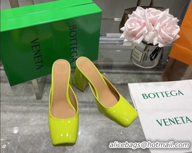 Sophisticated Bottega Veneta Patent Leather High Heel Mules 11cm Kiwi Green 032830