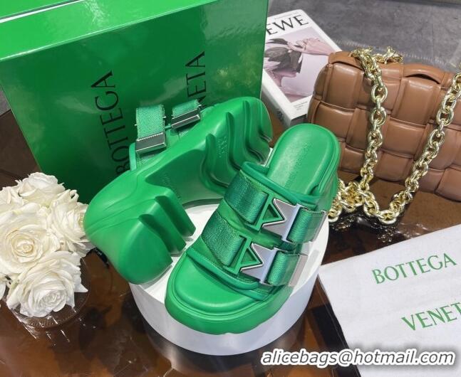 Purchase Bottega Veneta Flash Padded Fabric Heel Slide Sandals with Buckle 8cm Green 042131