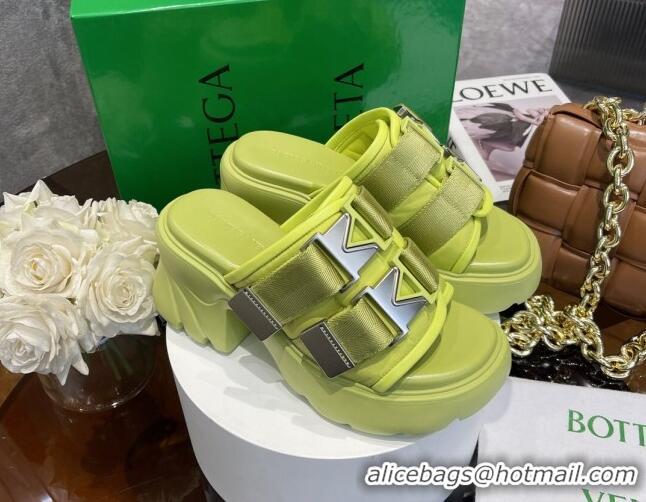 Best Product Bottega Veneta Flash Padded Fabric Heel Slide Sandals with Buckle 8cm Yellow 042134