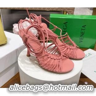 Sumptuous Bottega Veneta Dot Strap Lamskin High Heel Sandals 9.5cm Pink 042137