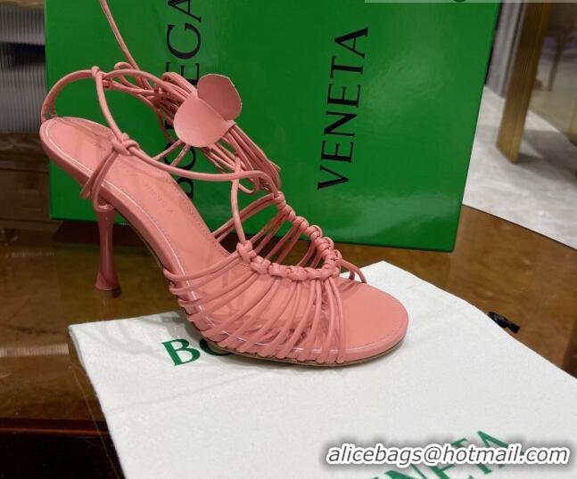 Sumptuous Bottega Veneta Dot Strap Lamskin High Heel Sandals 9.5cm Pink 042137