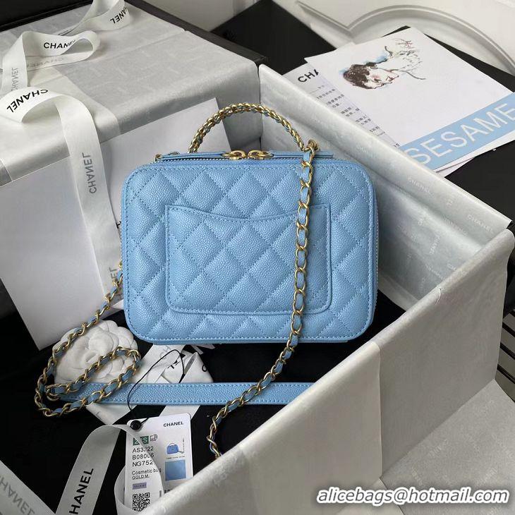 Top Quality Chanel Bag Grained Calfskin&Gold-Tone Metal AS3222 Blue