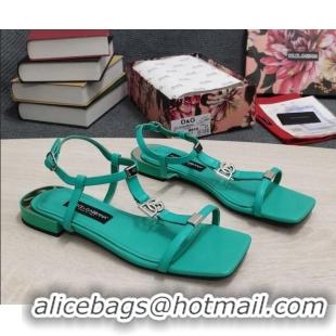 Top Grade Dolce & Gabbana DG Calfskin Sandals Green 042201