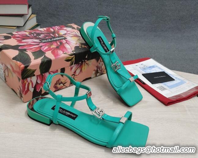 Top Grade Dolce & Gabbana DG Calfskin Sandals Green 042201