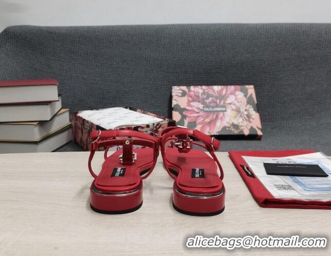 Popular Style Dolce & Gabbana DG Calfskin Sandals Red 042205