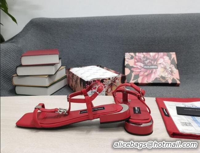 Popular Style Dolce & Gabbana DG Calfskin Sandals Red 042205