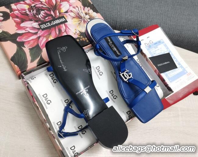 Best Product Dolce & Gabbana DG Calfskin Sandals Royal Blue 042206