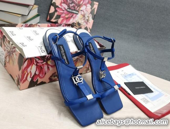 Best Product Dolce & Gabbana DG Calfskin Sandals Royal Blue 042206