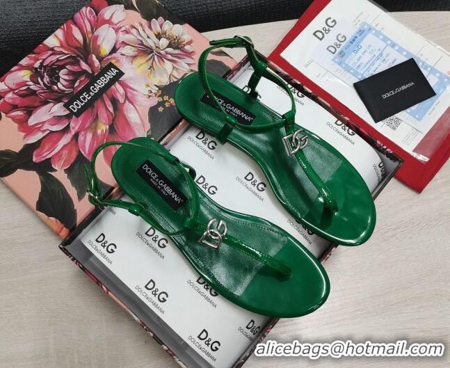 Unique Style Dolce & Gabbana DG Calfskin Thong Sandals Green 042209