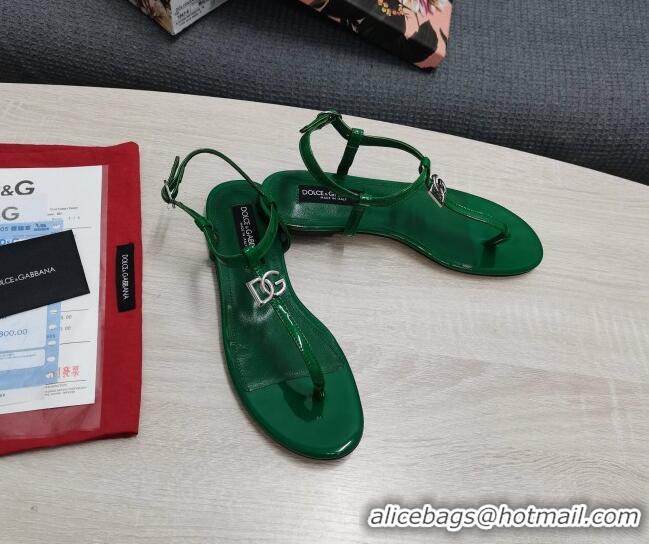 Unique Style Dolce & Gabbana DG Calfskin Thong Sandals Green 042209