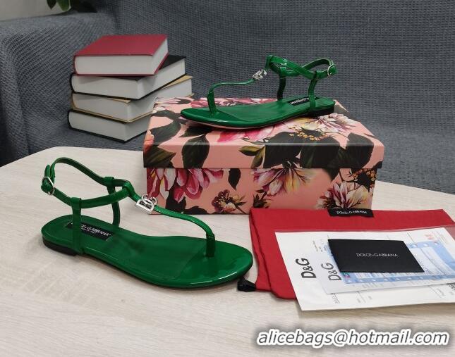 Unique Style Dolce & Gabbana DG Calfskin Thong Sandals Green 042209