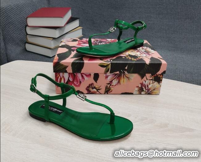 Unique Style Dolce & Gabbana DG Calfskin Thong Sandals Green 042209