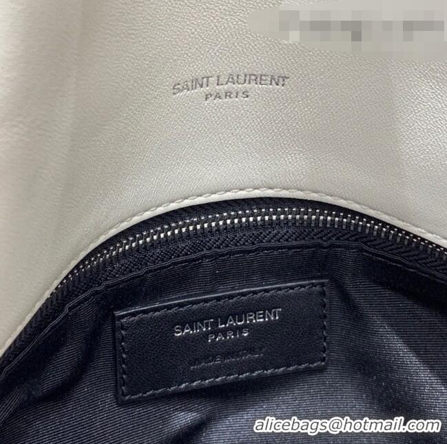 Shop Grade Saint Laurent Loulou Puffer Medium Bag in Quilted Lambskin 577475 White