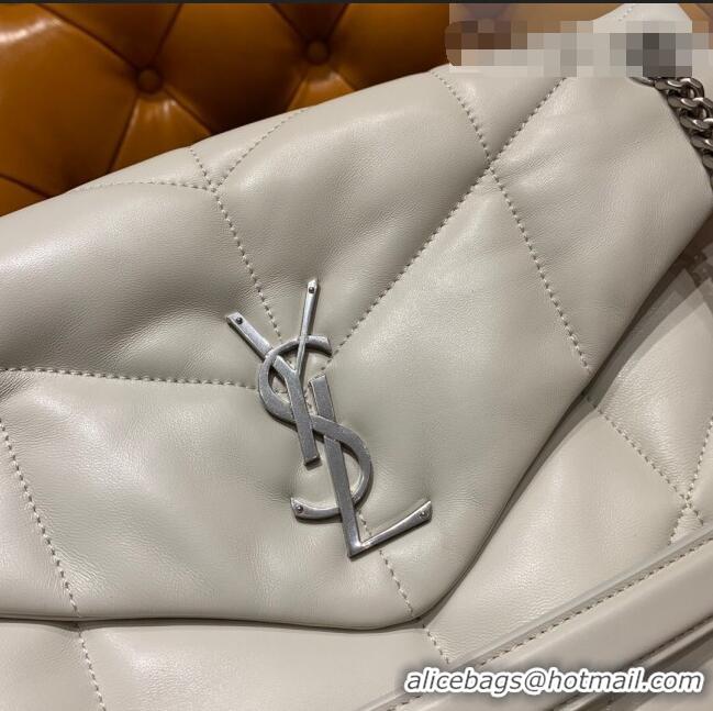 Shop Grade Saint Laurent Loulou Puffer Medium Bag in Quilted Lambskin 577475 White