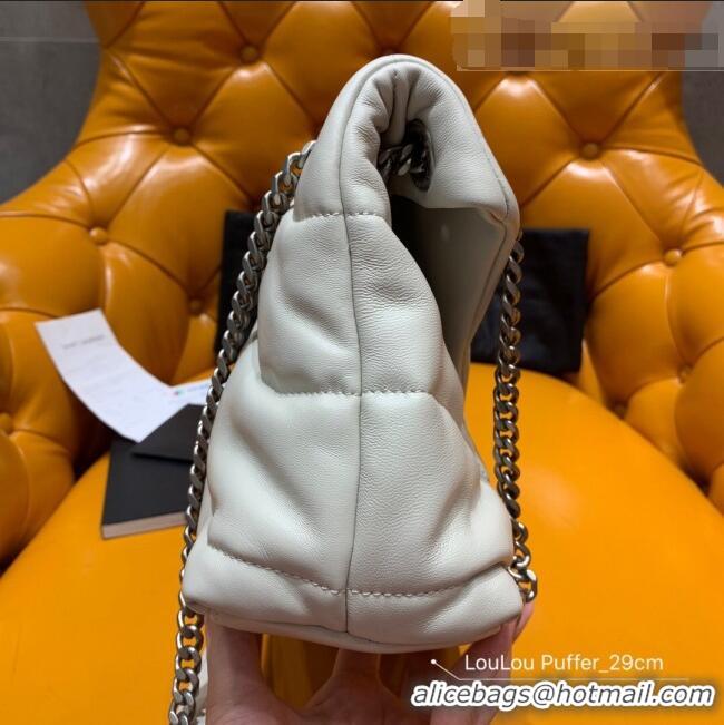 Top Grade Saint Laurent Loulou Puffer Small Bag in Quilted Lambskin 577476 White