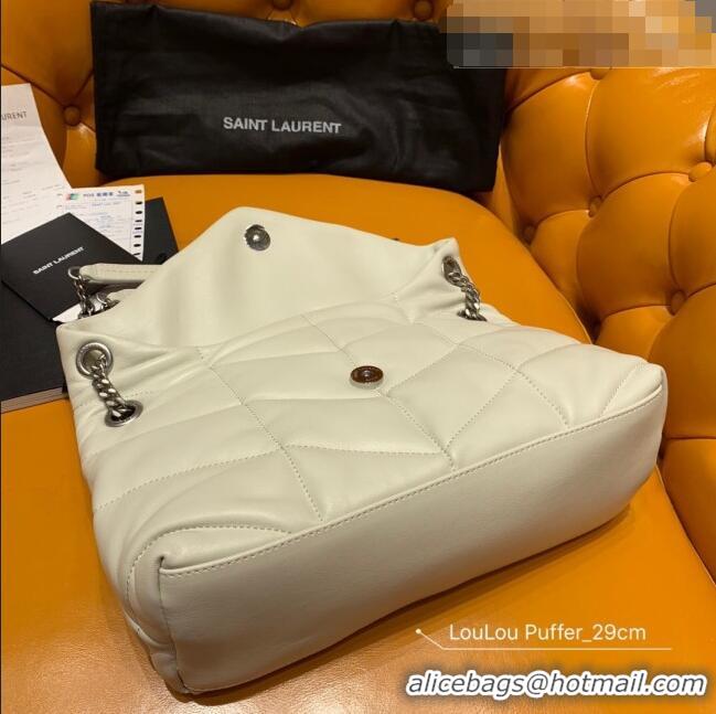 Top Grade Saint Laurent Loulou Puffer Small Bag in Quilted Lambskin 577476 White