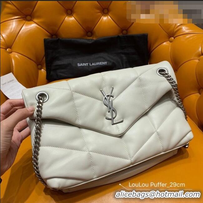 Top Grade Saint Laurent Loulou Puffer Small Bag in Quilted Lambskin 577476 White