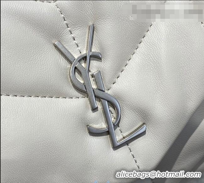 Top Quality Saint Laurent Loulou Puffer Mini Bag in Quilted Lambskin 620333 White/Silver 2020