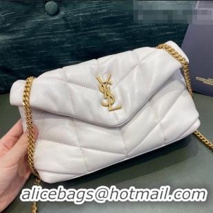 Buy Classic Saint Laurent Loulou Puffer Mini Bag in Quilted Lambskin 620333 White/Gold 2020