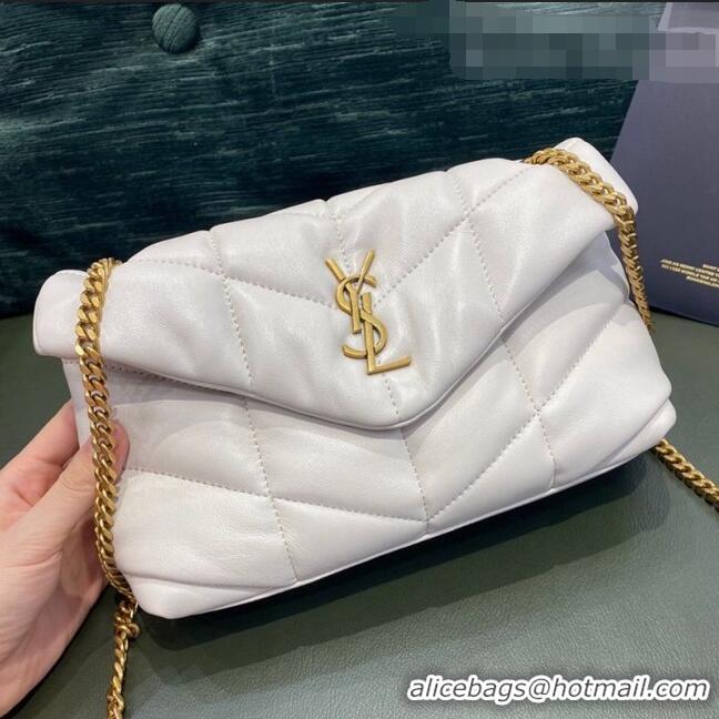 Buy Classic Saint Laurent Loulou Puffer Mini Bag in Quilted Lambskin 620333 White/Gold 2020