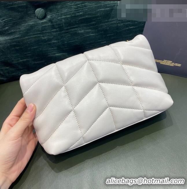 Buy Classic Saint Laurent Loulou Puffer Mini Bag in Quilted Lambskin 620333 White/Gold 2020