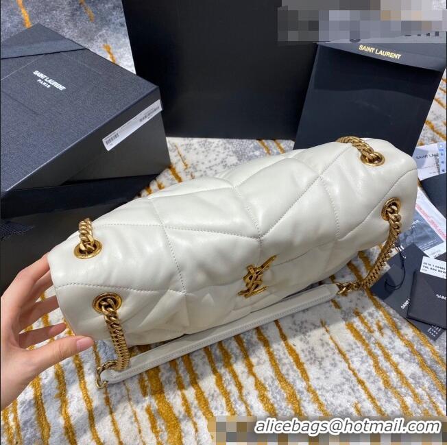 Famous Brand Saint Laurent Loulou Puffer Small Bag in Quilted Lambskin 577476 White/Gold 2021