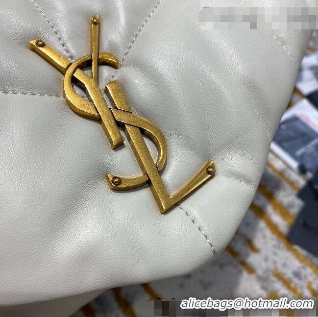 Famous Brand Saint Laurent Loulou Puffer Small Bag in Quilted Lambskin 577476 White/Gold 2021