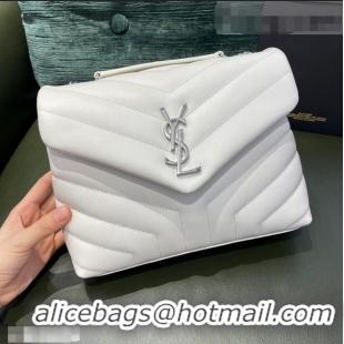 Buy Fashionable Saint Laurent Loulou Small Bag in "Y" Matelasse Leather 494699 White/Silver 2021