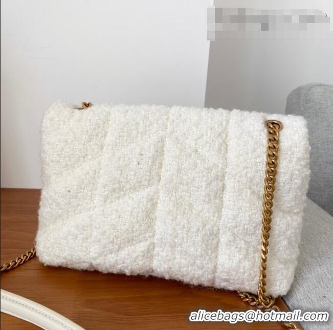 Market Sells Saint Laurent Loulou Puffer Mini Bag in White Tweed 620333 2021