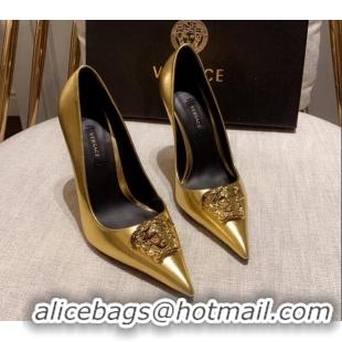 Duplicate Versace Glazed Leather Pumps 11cm Gold 031942