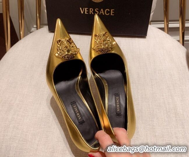 Duplicate Versace Glazed Leather Pumps 11cm Gold 031942