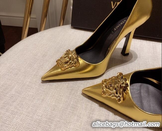 Duplicate Versace Glazed Leather Pumps 11cm Gold 031942