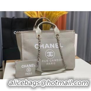 Market Sells Chanel Deauville Mixed Fibers Large Shopping Bag A66941 Dark Gray 2022