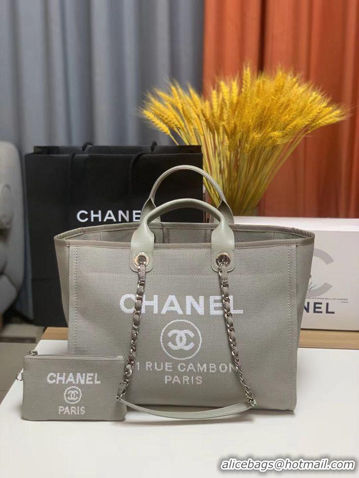 Market Sells Chanel Deauville Mixed Fibers Large Shopping Bag A66941 Dark Gray 2022