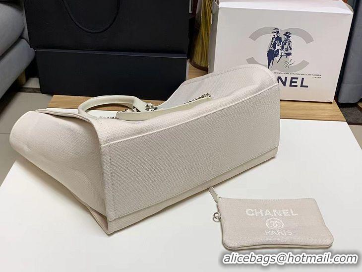 Luxurious Chanel Deauville Mixed Fibers Large Shopping Bag A66941 Light Gray 2022