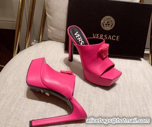 Good Looking Versace Calfskin Platform Slide Sandals 14cm Pink 031946