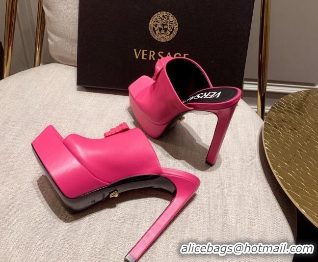 Good Looking Versace Calfskin Platform Slide Sandals 14cm Pink 031946