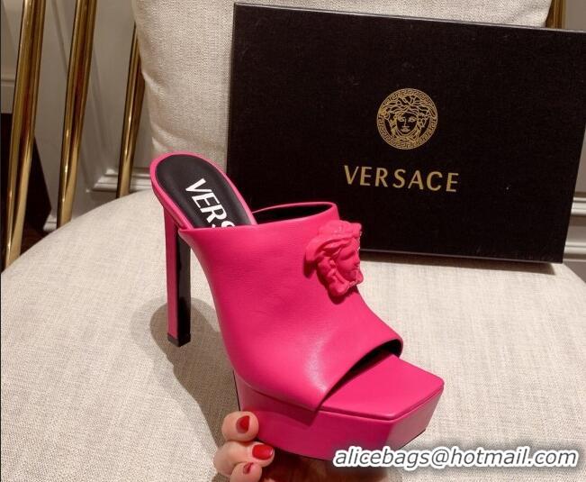 Good Looking Versace Calfskin Platform Slide Sandals 14cm Pink 031946