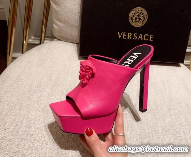 Good Looking Versace Calfskin Platform Slide Sandals 14cm Pink 031946