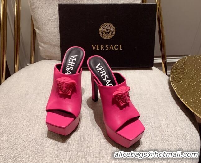 Good Looking Versace Calfskin Platform Slide Sandals 14cm Pink 031946