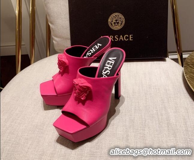 Good Looking Versace Calfskin Platform Slide Sandals 14cm Pink 031946