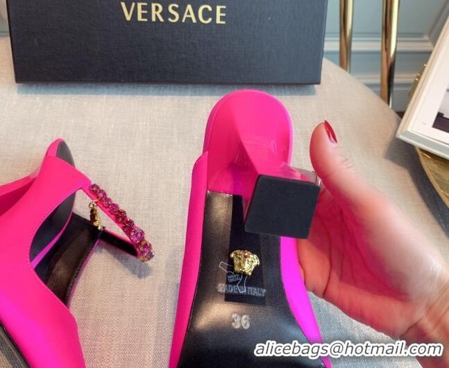 Low Price Versace Silk High Heel Mules 11cm Pink 031949