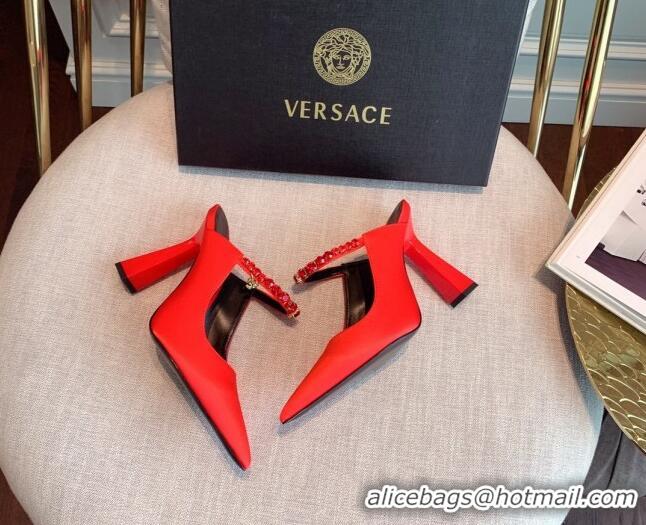 Charming Versace Silk High Heel Mules 11cm Red 031950