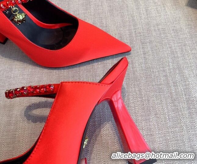 Charming Versace Silk High Heel Mules 11cm Red 031950