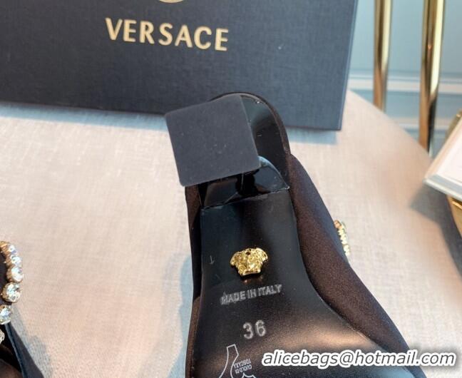 Discount Versace Silk High Heel Mules 11cm Black 031951